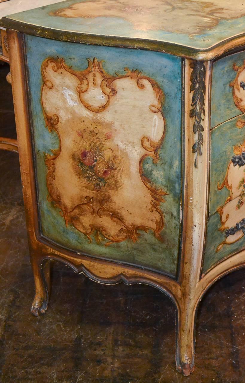 Marvelous French Painted Bombe Commode 3
