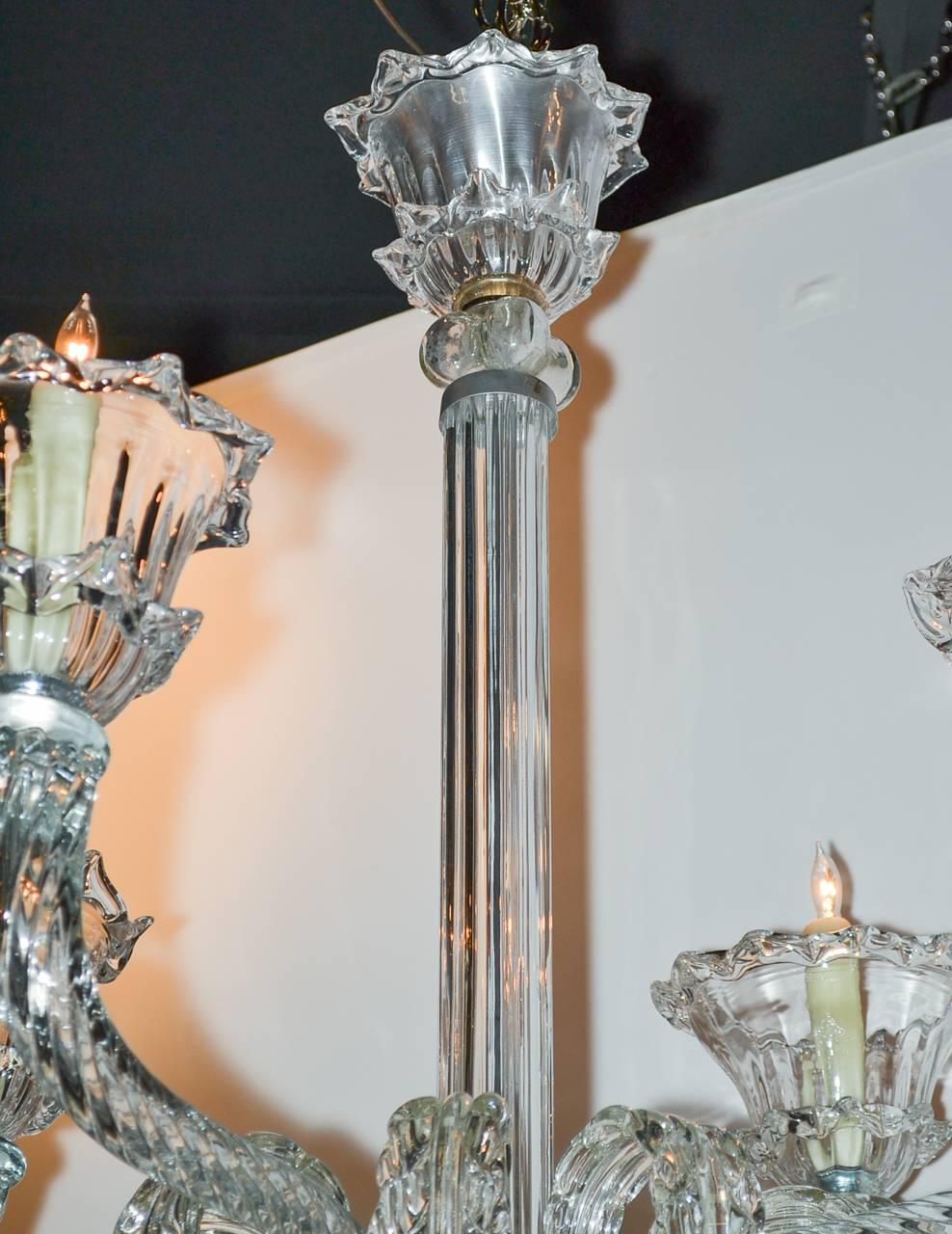 Elegant French 1940s Heavy Glass Chandelier In Good Condition In Dallas, TX