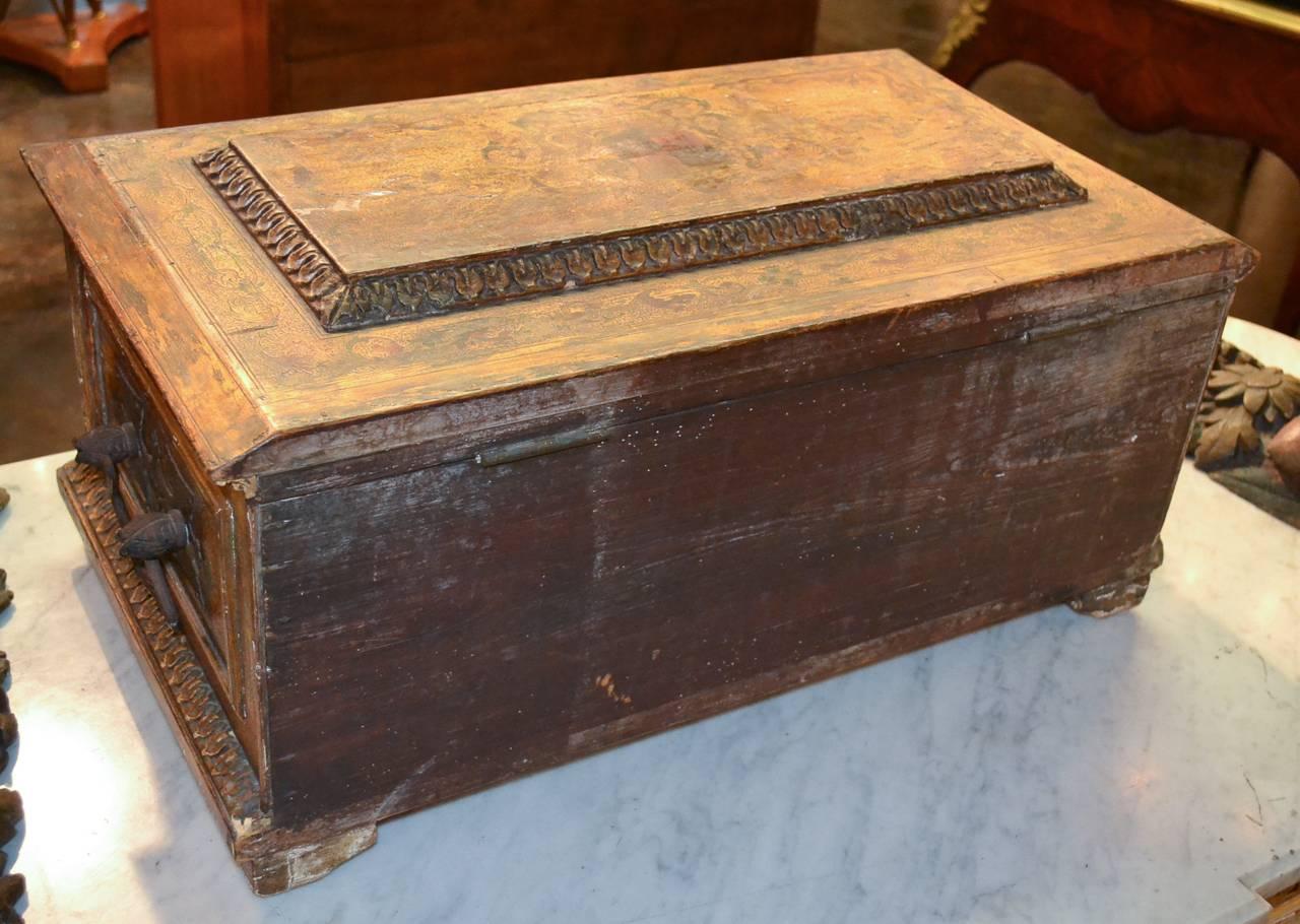 Rare Early 19th Century Italian Painted Coffer For Sale 3