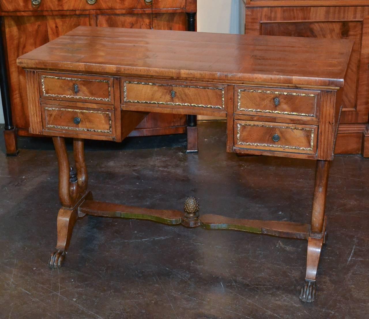 Gilt 19th Century English Neoclassical Writing Desk