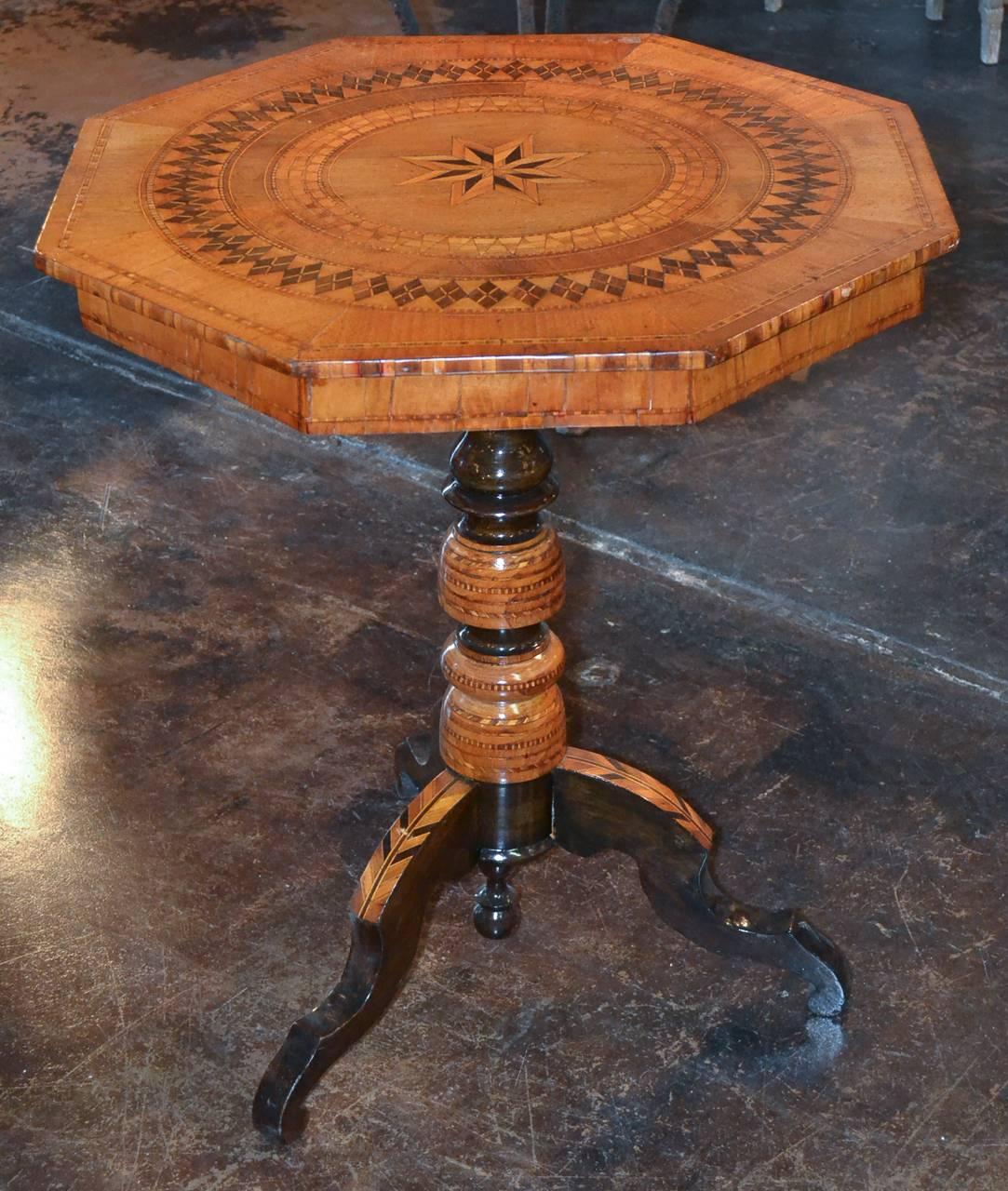 Inlay 19th Century Northern Italian Inlaid Side Table