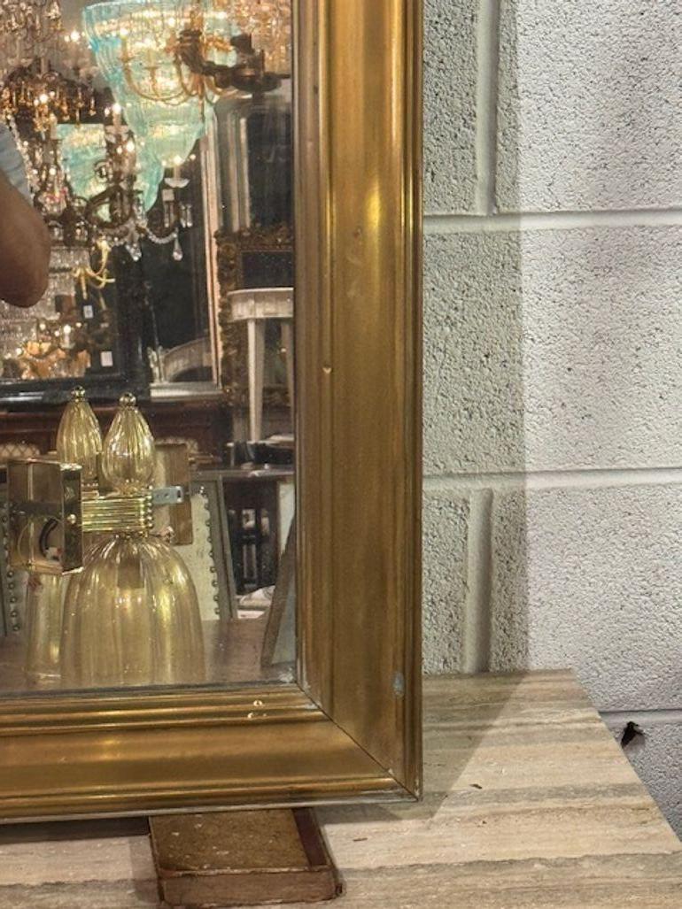 Français Miroir de bistrot en laiton Antique Transitionnel du 19ème siècle en vente
