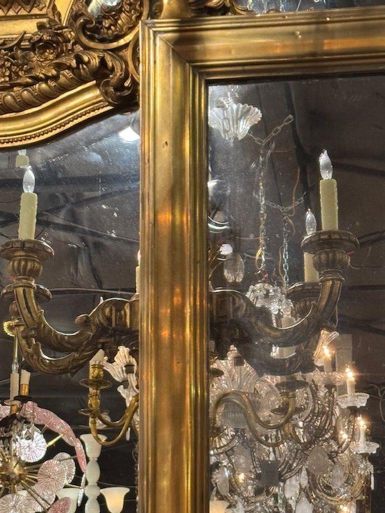 XIXe siècle Miroir de bistrot en laiton Antique Transitionnel du 19ème siècle en vente