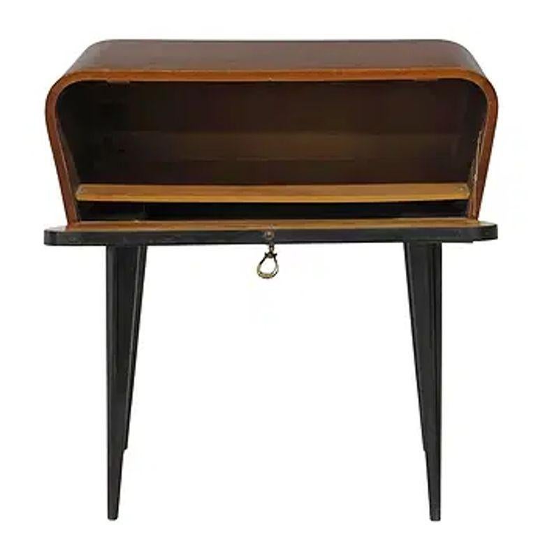 Italian Mid Century Mahogany Side Table with Ebonized Front In Good Condition For Sale In Dallas, TX