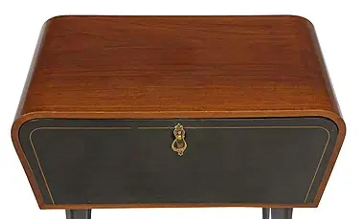 20th Century Italian Mid Century Mahogany Side Table with Ebonized Front For Sale