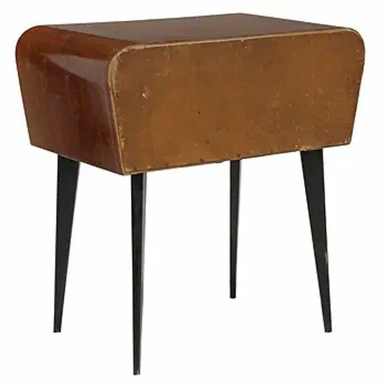 Italian Mid Century Mahogany Side Table with Ebonized Front For Sale 1