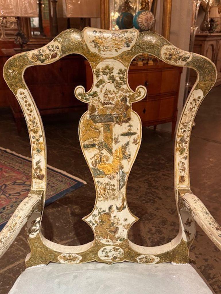 Inglese Poltrone Chinoiserie inglesi del XIX secolo laccate color crema in vendita