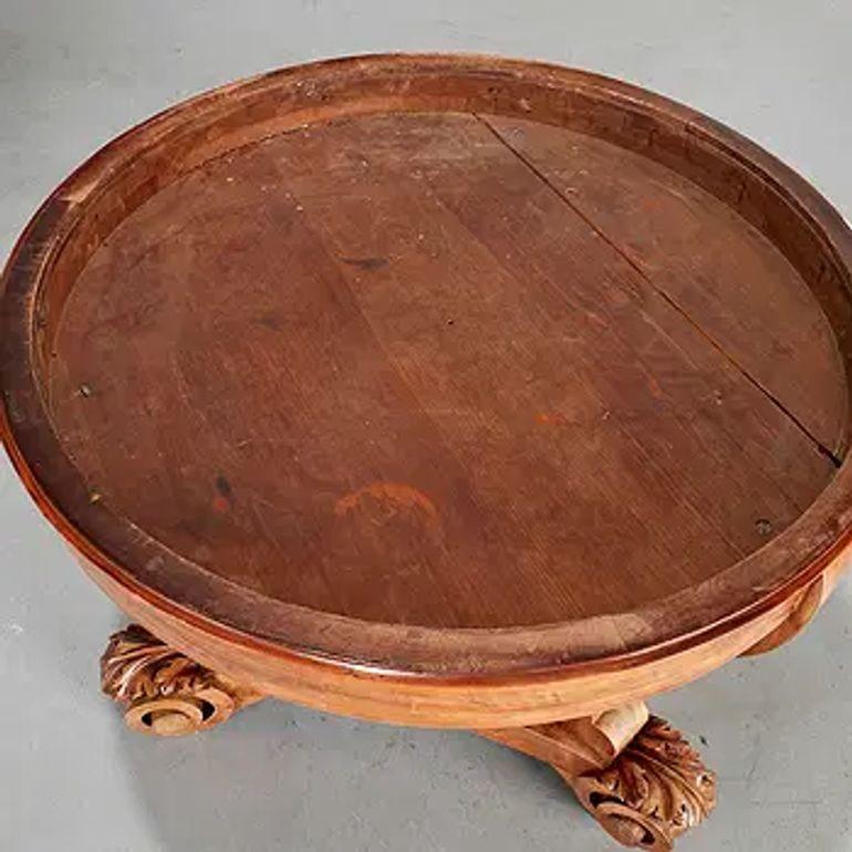 19th Century Louis Philippe Faded Mahogany Center Table with Marble Top In Good Condition For Sale In Dallas, TX