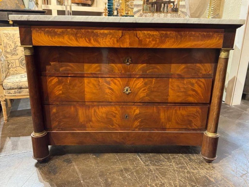 Carrara Marble French Empire Commode For Sale