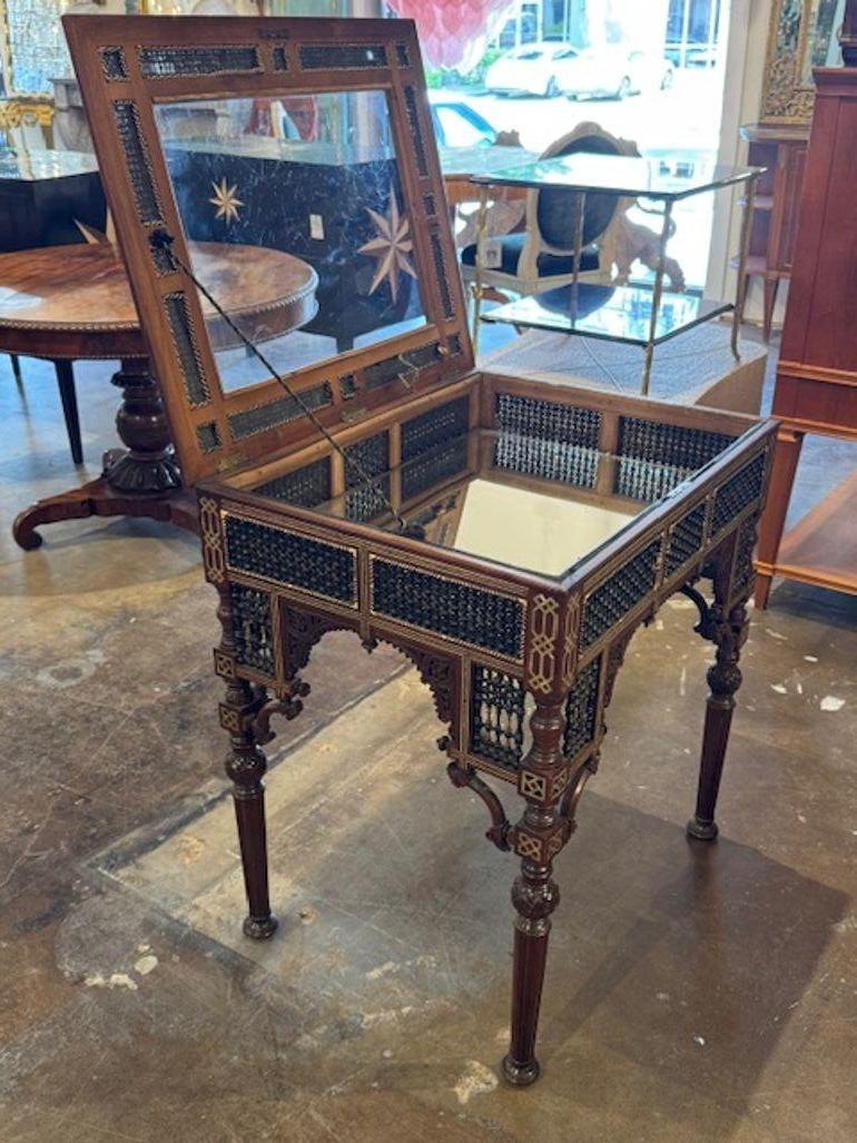 Syrian Carved Vitrine Table For Sale 1