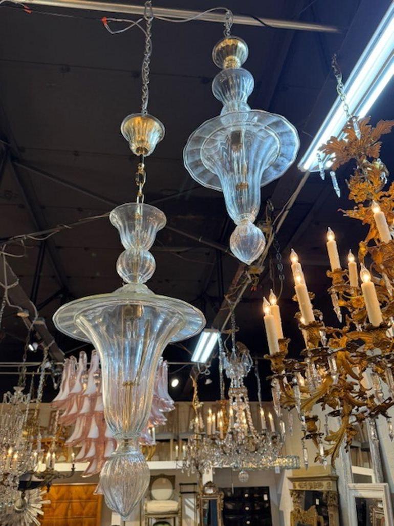 Italian Murano Glass Bell Shaped Lanterns For Sale