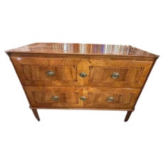 19th c. Biedermeier Walnut Inlaid Commode