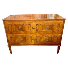 19th c. Biedermeier Walnut Inlaid Commode