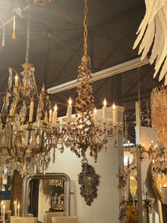 Italian Beaded Crystal and Amethyst Chandelier