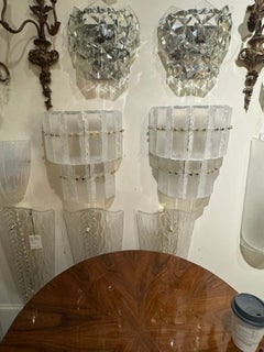 Coppia di applique "Ice Block" in vetro opalescente di Murano