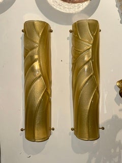 Pair of Murano Gold Tube Sconces