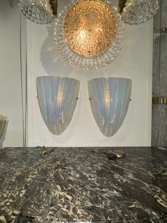 Pair of Murano Opalescent Shell Sconces