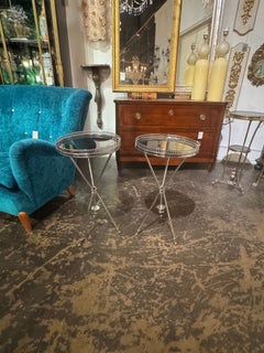 Pair of Italian Jansen Style Chrome Drink Tables