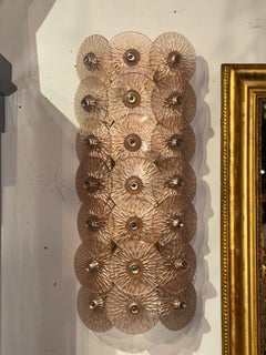 Pair of Murano Fume Glass Disc Sconces
