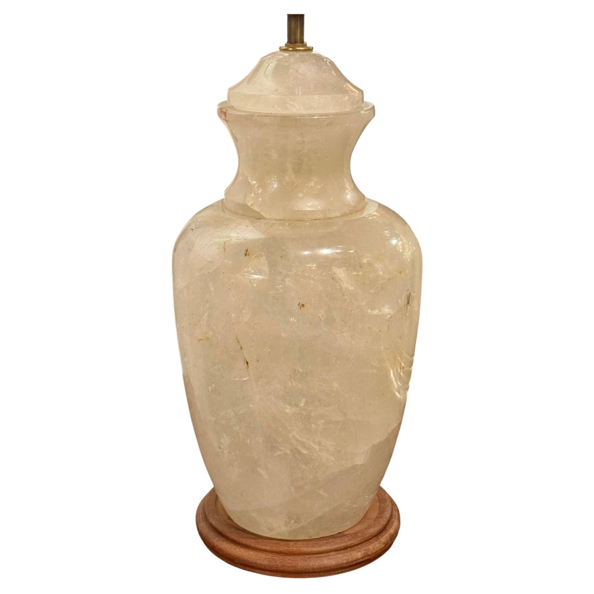 Lampada in cristallo di rocca levigato di grandi dimensioni in vendita