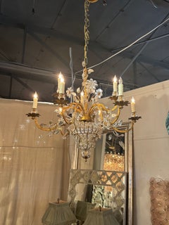 Vintage French Bagues Crystal Flower Chandelier