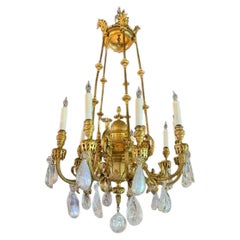 19th c. French Gilt Bronze and Rock Crystal Chandelier