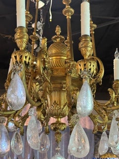 19th c. French Gilt Bronze and Rock Crystal Chandelier
