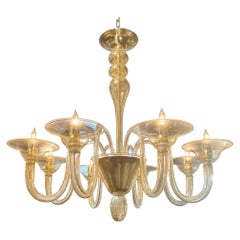 Murano Gold Glass 8 Arm Chandelier