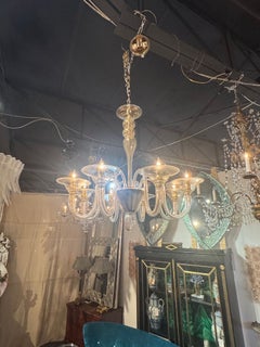 Murano Gold Glass 8 Arm Chandelier