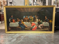 19th c. Italian Oil Painting of Jesus Washing Feet