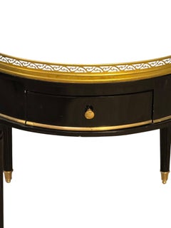 French Louis XVI Style Black Side Table