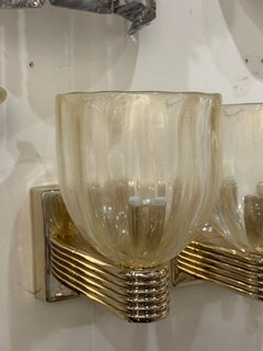 Pair of Murano Gold Glass Cup Sconces