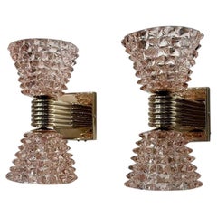 Pair of Pink “Rostri” Murano Sconces