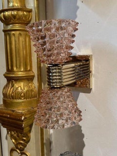 Pair of Pink “Rostri” Murano Sconces