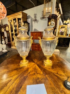 Pair of 19th c. Signed Baccarat Palace Urns