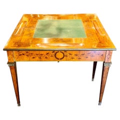 19e s. Table de jeux française à incrustations