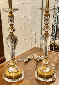 Pair of French Baccarat Manner Lamps