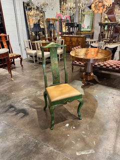 Sedia vintage inglese in stile chinoiserie verde