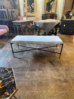 Italian MCM Design Black Steel Bench
