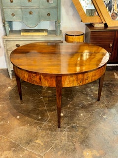 19th c. Italian Walnut Demi-lune Center Table