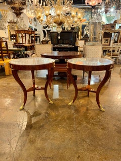 Pair of Italian Empire Style Mahogany Side Tables