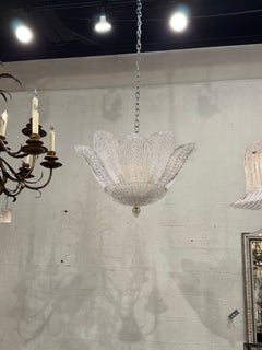 Murano Clear Granola Glass Leaf Chandelier