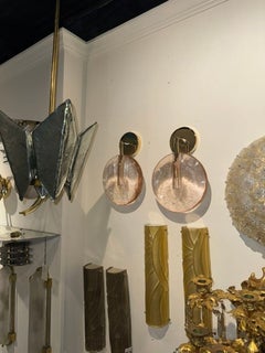 Pair of Pink Murano Glass "Lollipop" Sconces