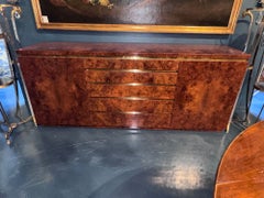 MCM Design Burl Walnut and Brass Sideboard