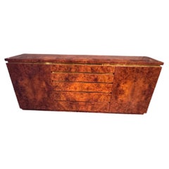 MCM Design Burl Walnut and Brass Sideboard