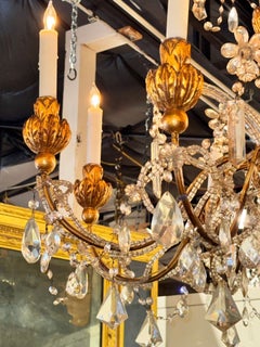 19th century Italian Giltwood and Crystal Chandelier