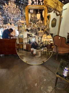 Miroir rond vintage italien en laiton massif