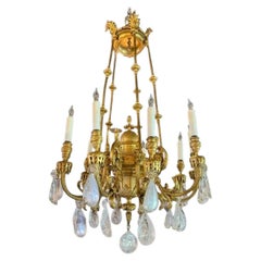 19th Century French Gilt Bronze and Rock Crystal Chandelier