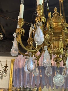 19th Century French Gilt Bronze and Rock Crystal Chandelier