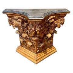 19th Century Austrian Carved Pine Neo Classical Console with Slate Top